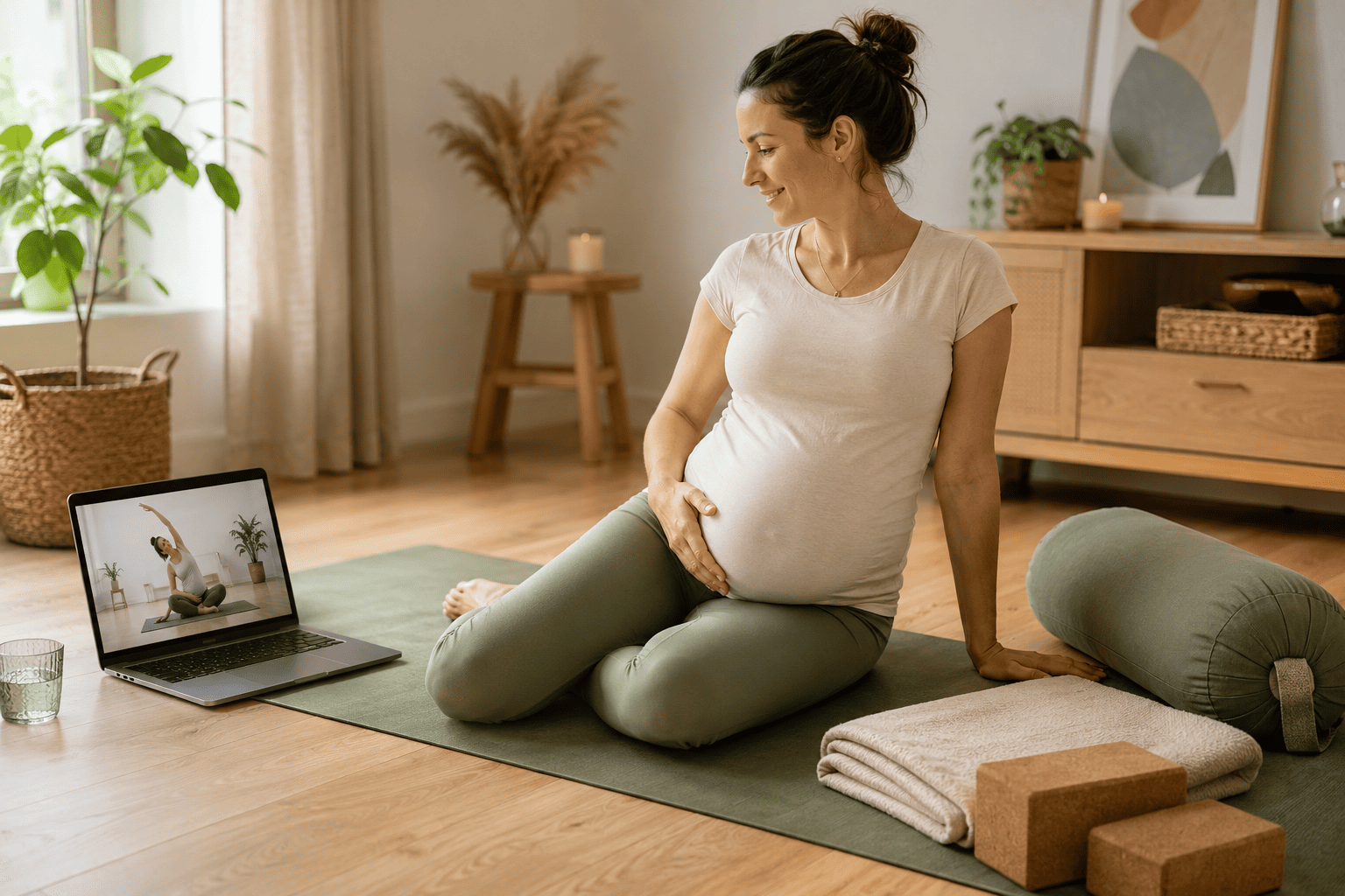 Yoga prénatal à la maison, posture douce